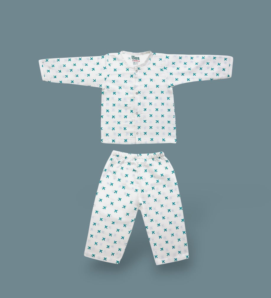 organic muslin Co-Ord Set for newborn  Tiny Plane maa toddlers