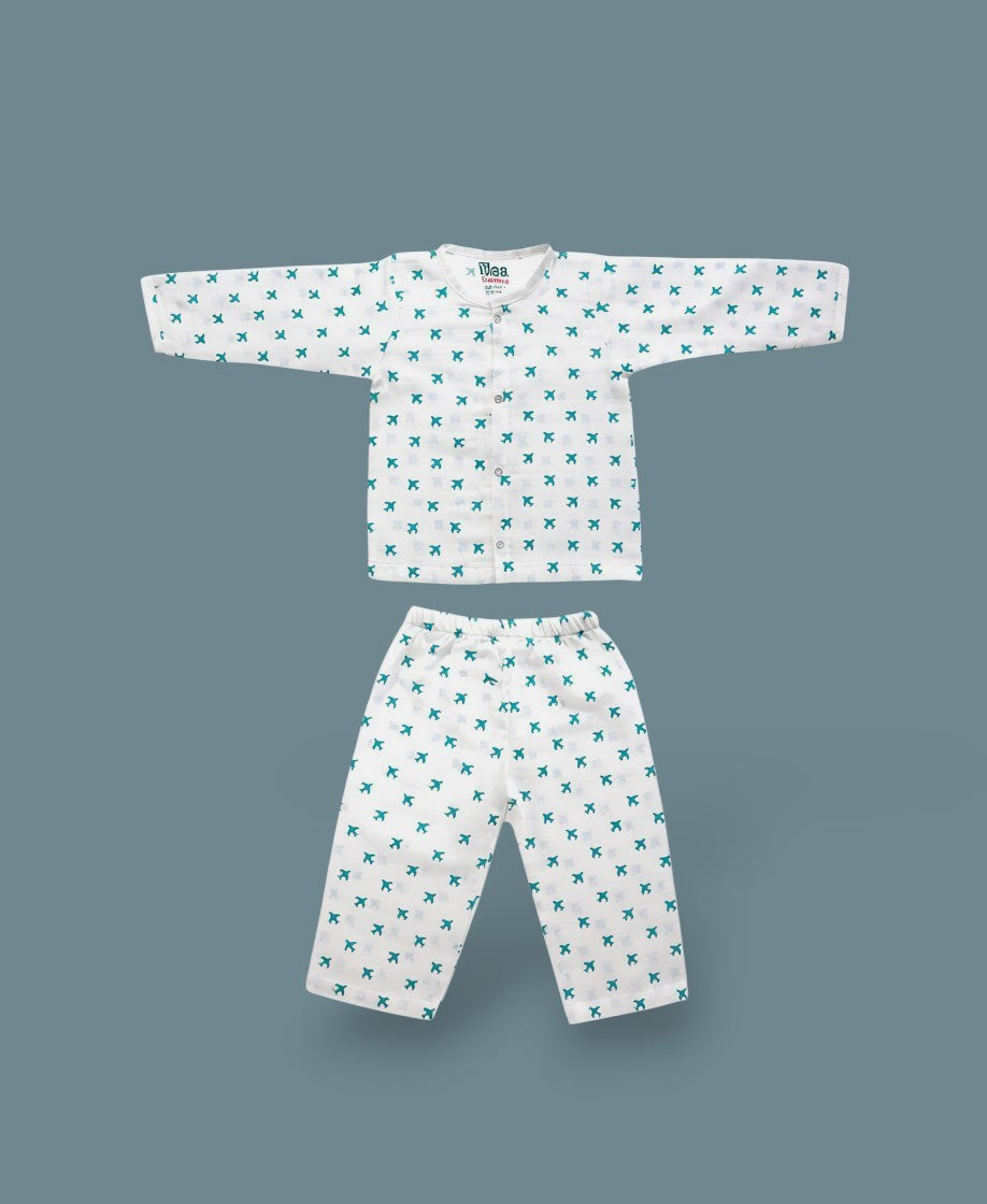 organic muslin Co-Ord Set for newborn  Tiny Plane maa toddlers