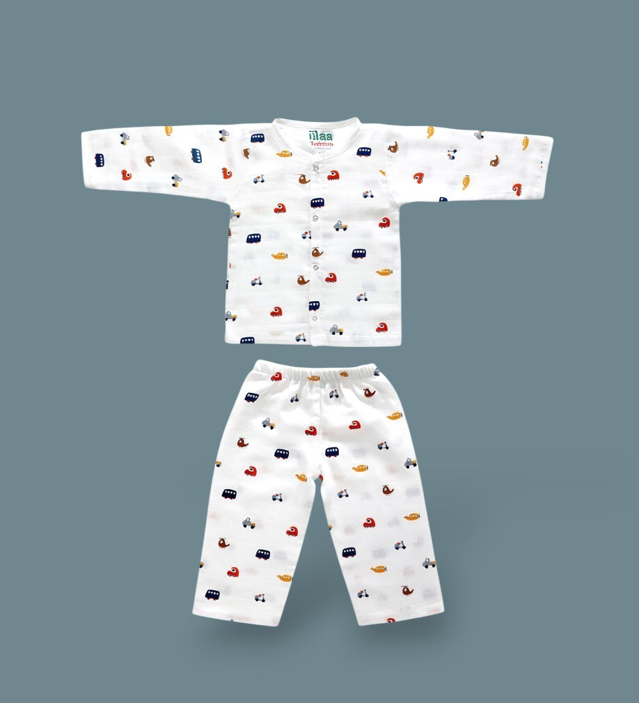organic muslin Co-Ord Set for newborn  Tiny Rides maa toddlers