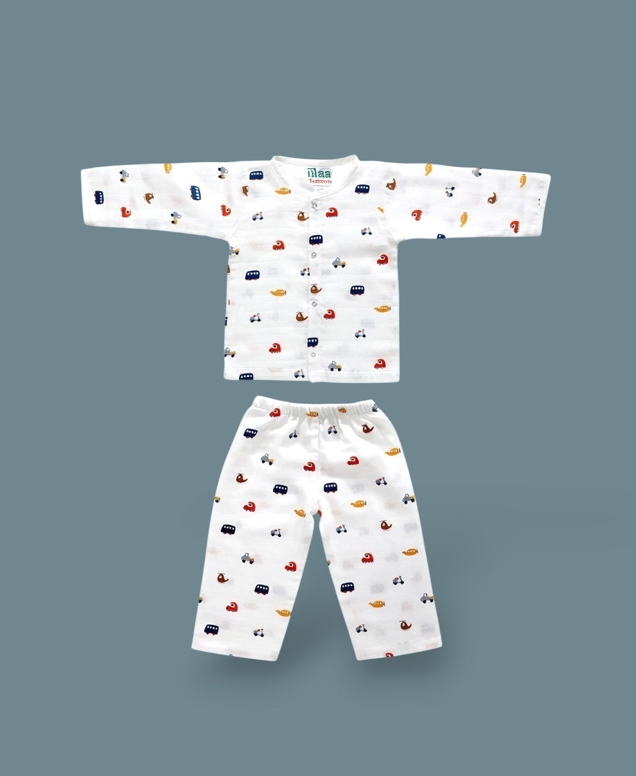 organic muslin Co-Ord Set for newborn  Tiny Rides maa toddlers