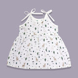 Deer & Trees knotted frock for baby girl, traditional style – Maa Toddlers