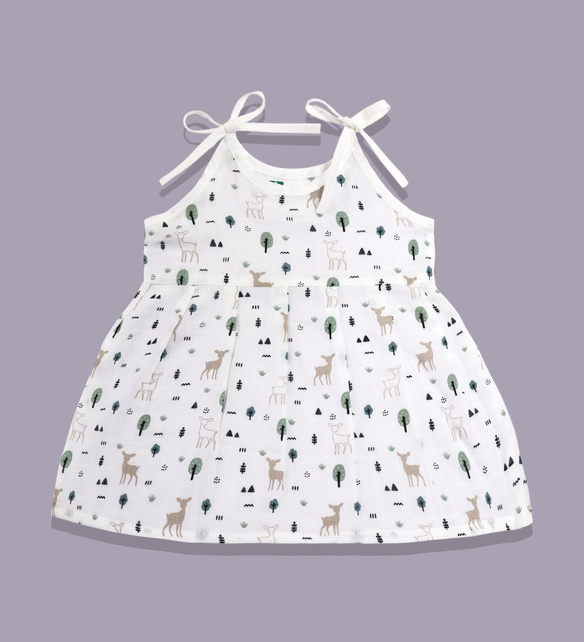 Deer & Trees knotted frock for baby girl, traditional style – Maa Toddlers