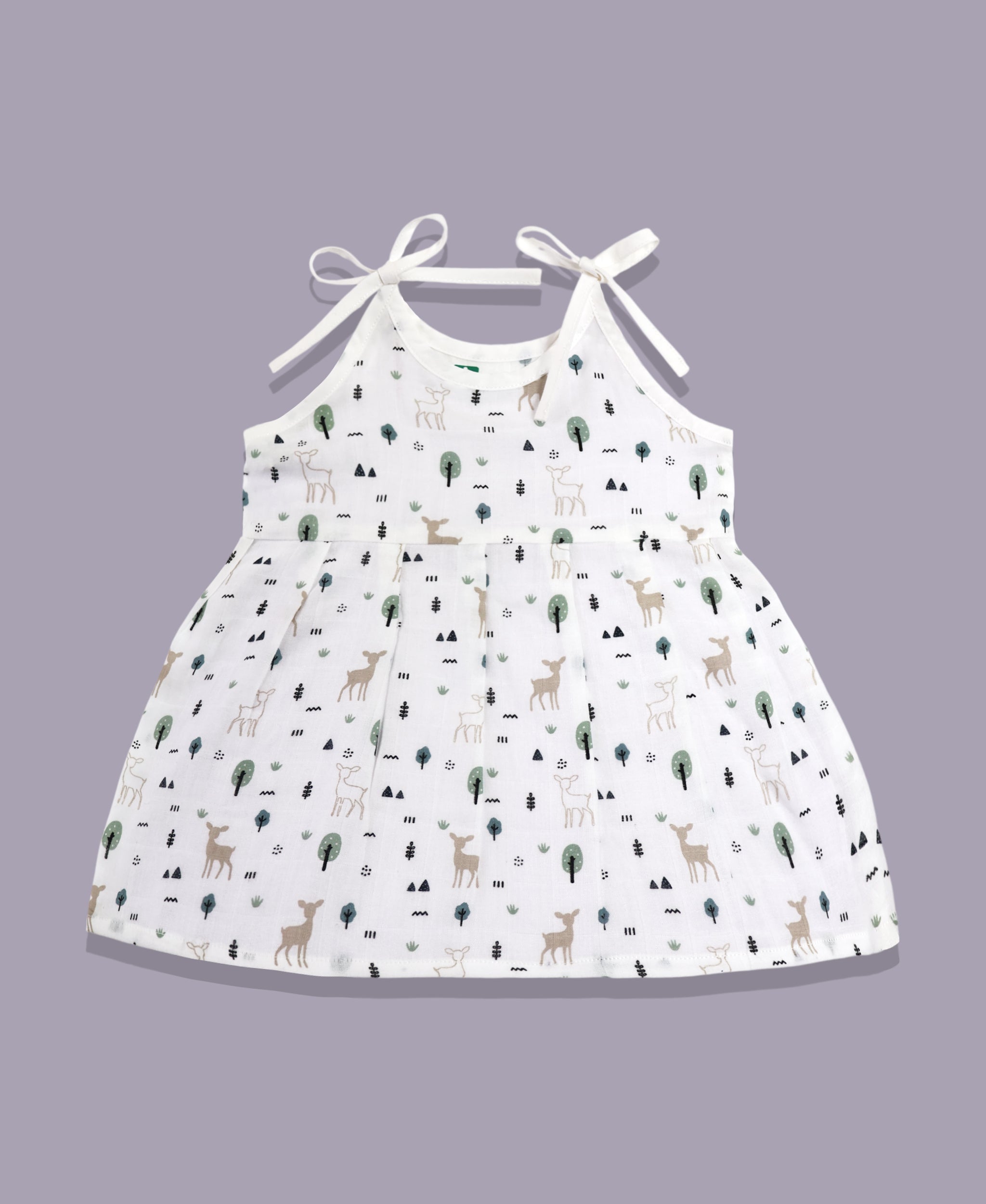 Deer & Trees knotted frock for baby girl, traditional style – Maa Toddlers