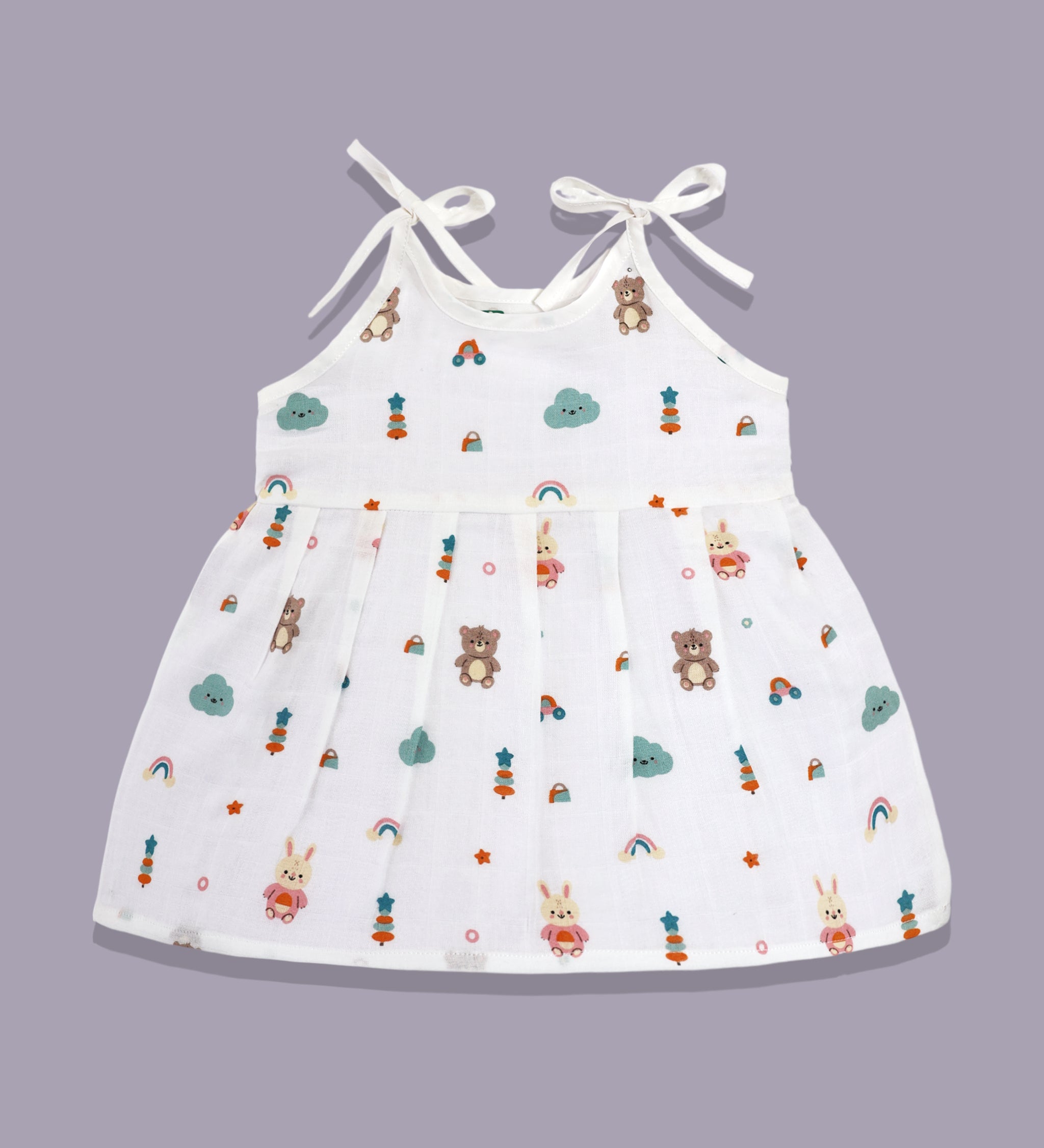 Teddy Clouds knotted frock for baby girl, traditional style – Maa Toddlers